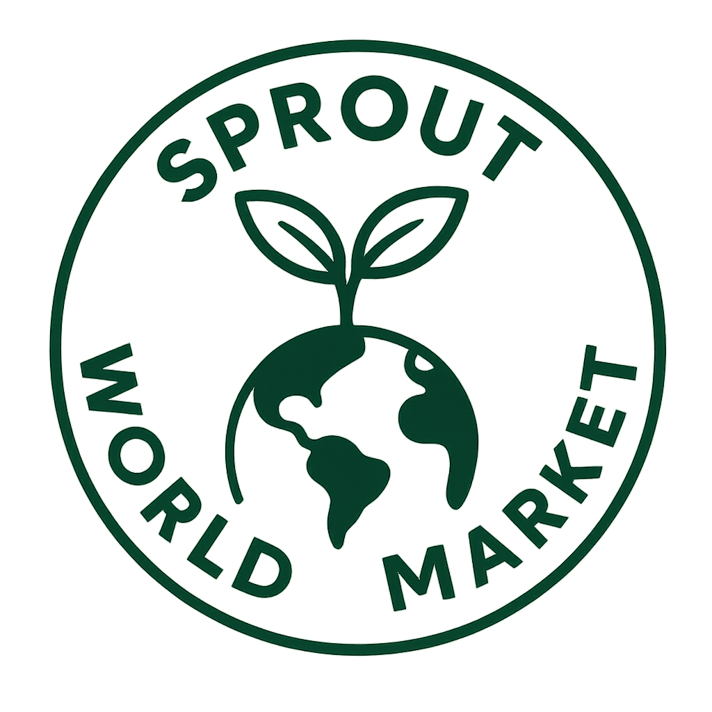 Sprout World Market logo – seed and garden supply brand for home growers