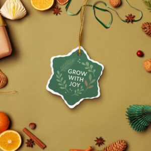 Grow With Joy snowflake ceramic ornament by Sprout World Market – eco-friendly holiday decor gift